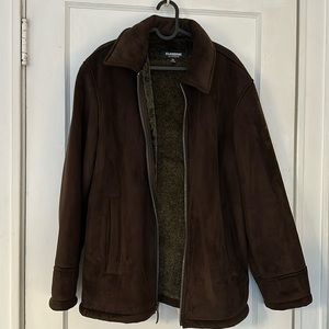 Cozy brown fuzzy jacket (size M)